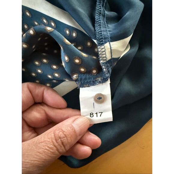 Zara Basic Collection Navy Floral & Polka Dot Button-Up Blouse Size Small - Picture 12 of 12